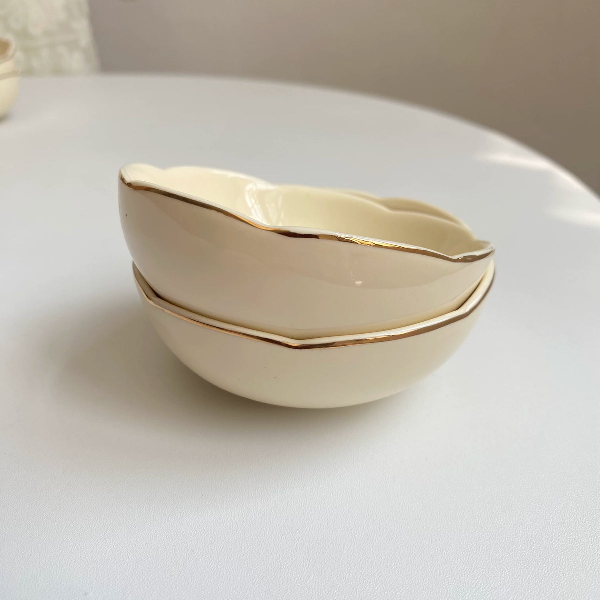 Cream Scalloped Gold Rim Dish