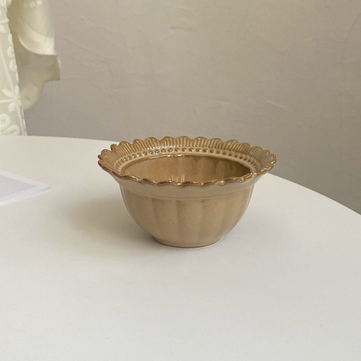 Brown Scalloped Bowl