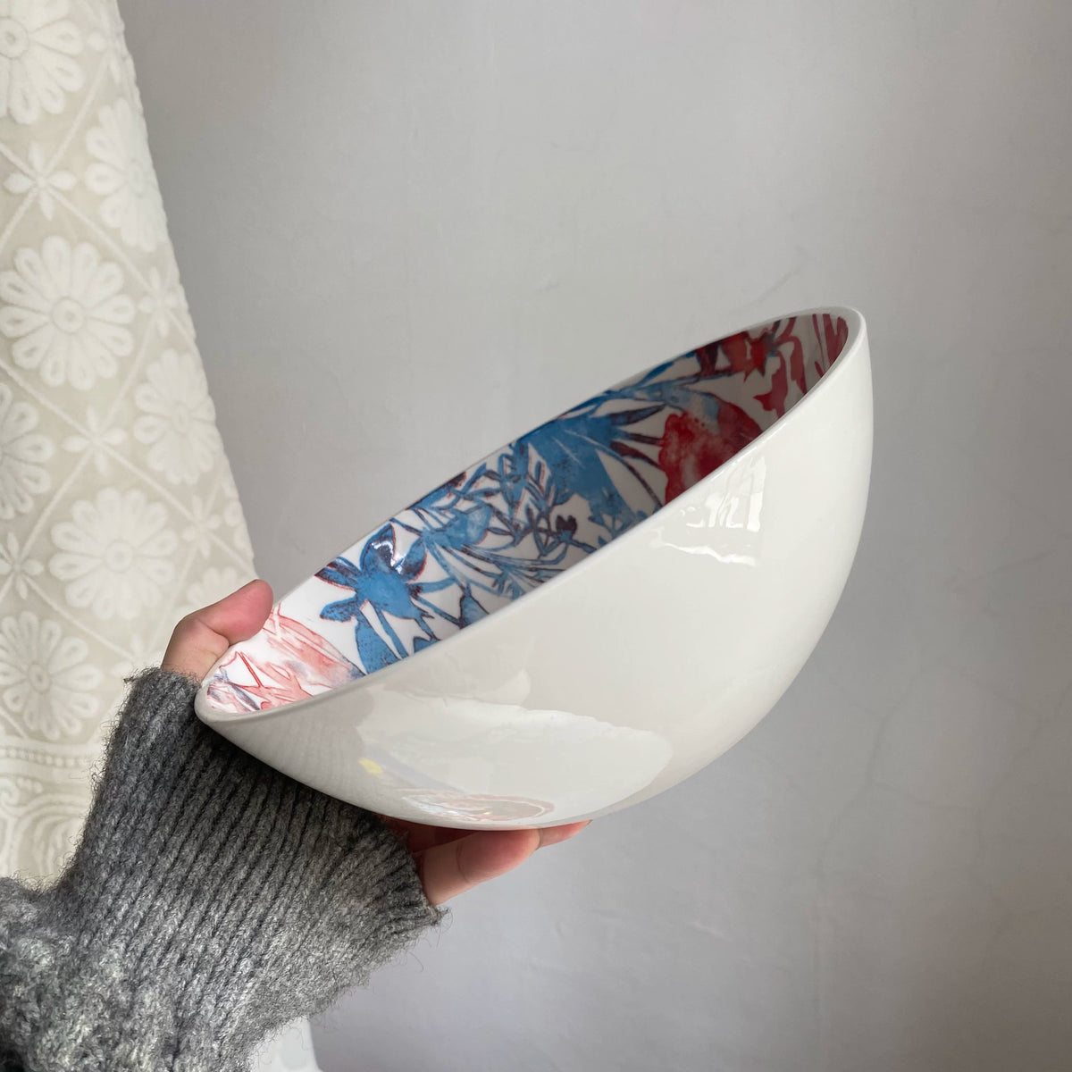 Blue Leaf Rose Soup Bowl