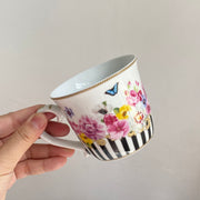 Black Stripe Floral Cup