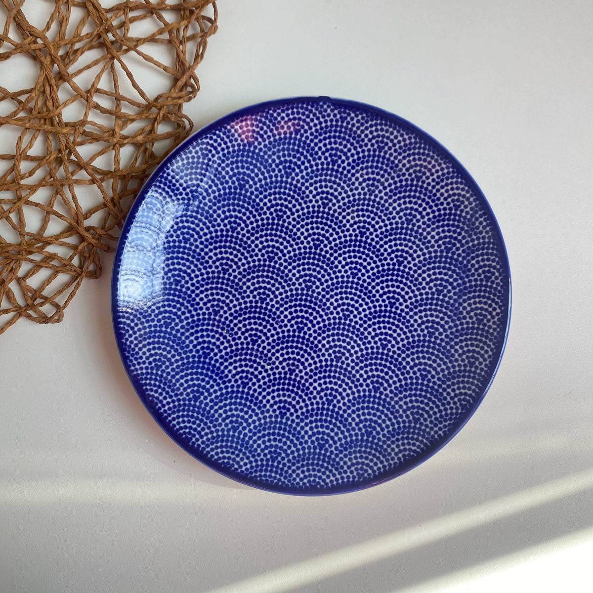 Blue Floral Scallop Plate