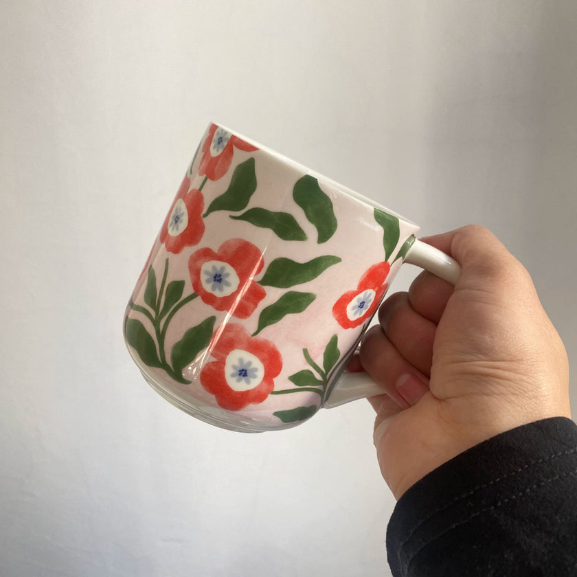 Red Floral Cup - product view 1