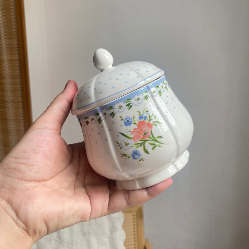 Blue Rim Poppy Sugar Bowl - product view 1