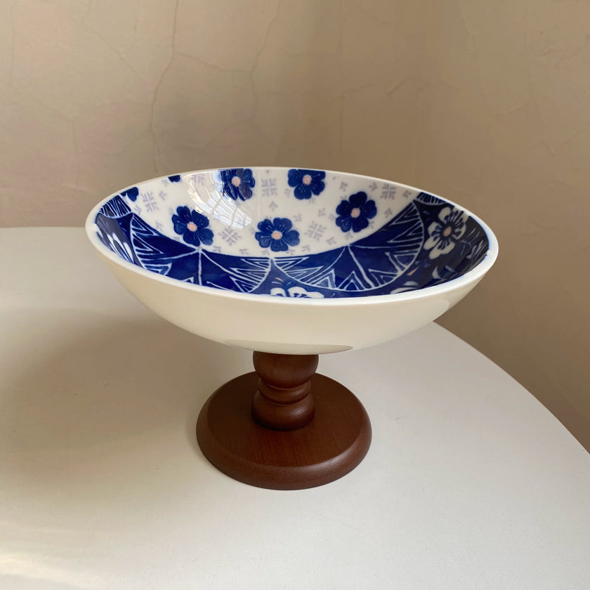 Blue Two Tone Footed Bowl