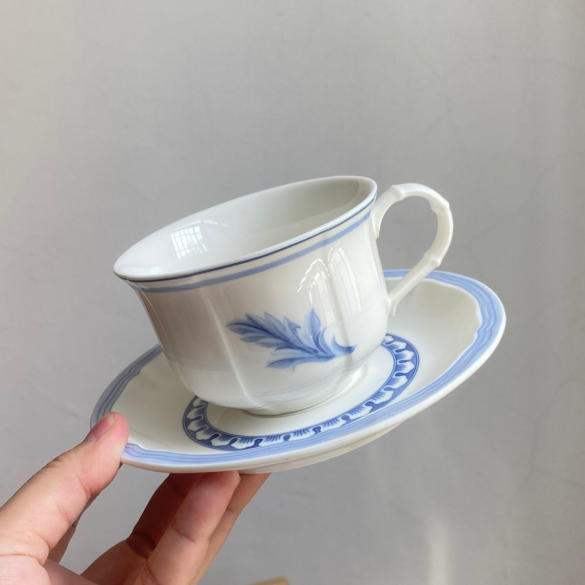 Blue Feather Cup and Saucer