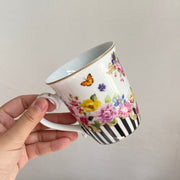 Black Stripe Floral Cup