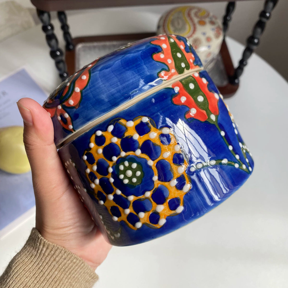 Blue Pattern Storage Jar