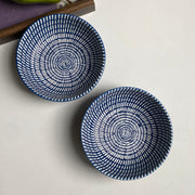 Blue Relief Shallow Bowl