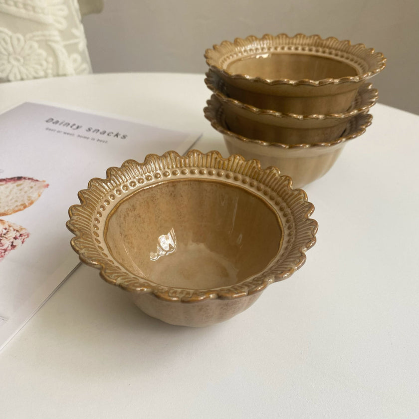 Brown Scalloped Bowl