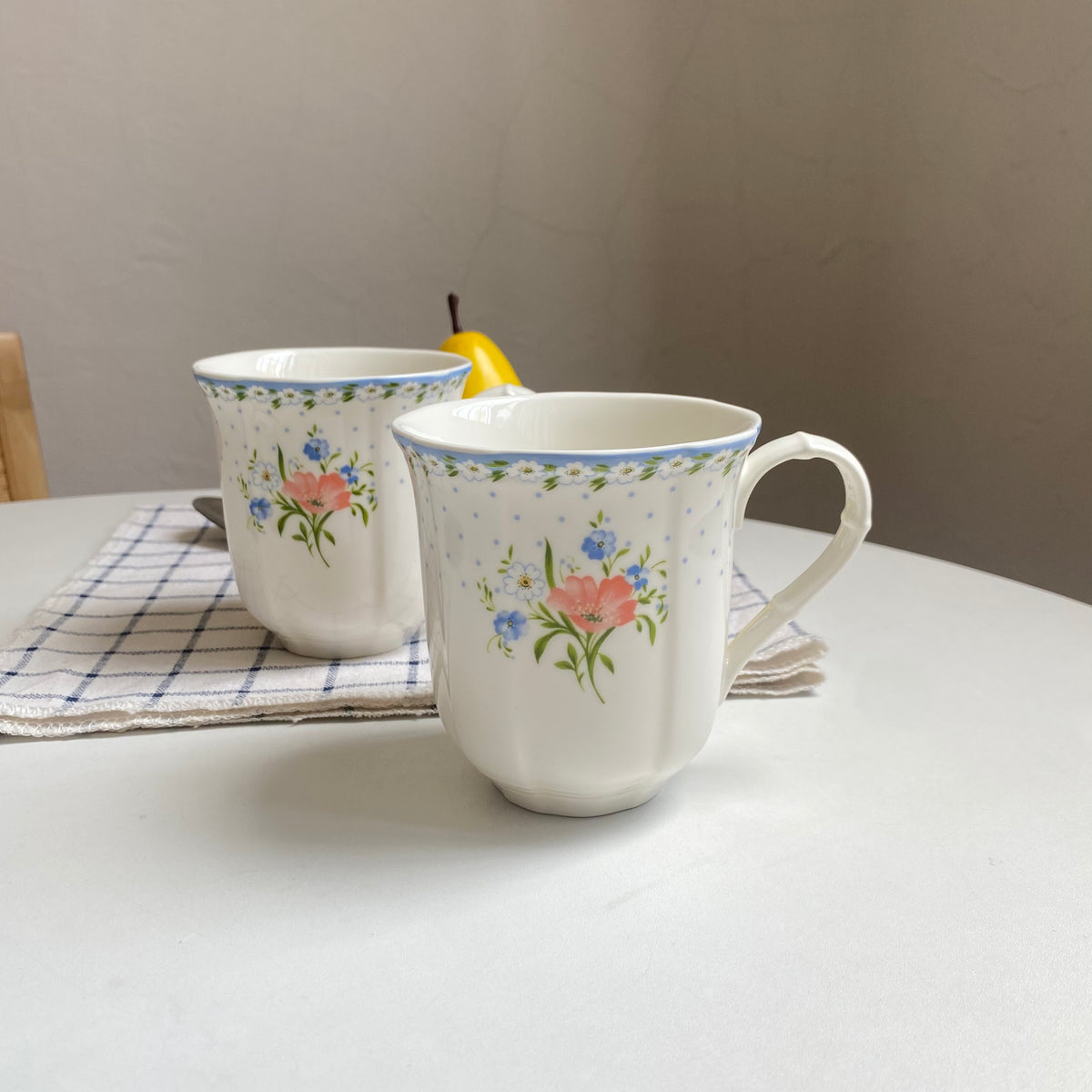 Blue Rim Poppy Cup