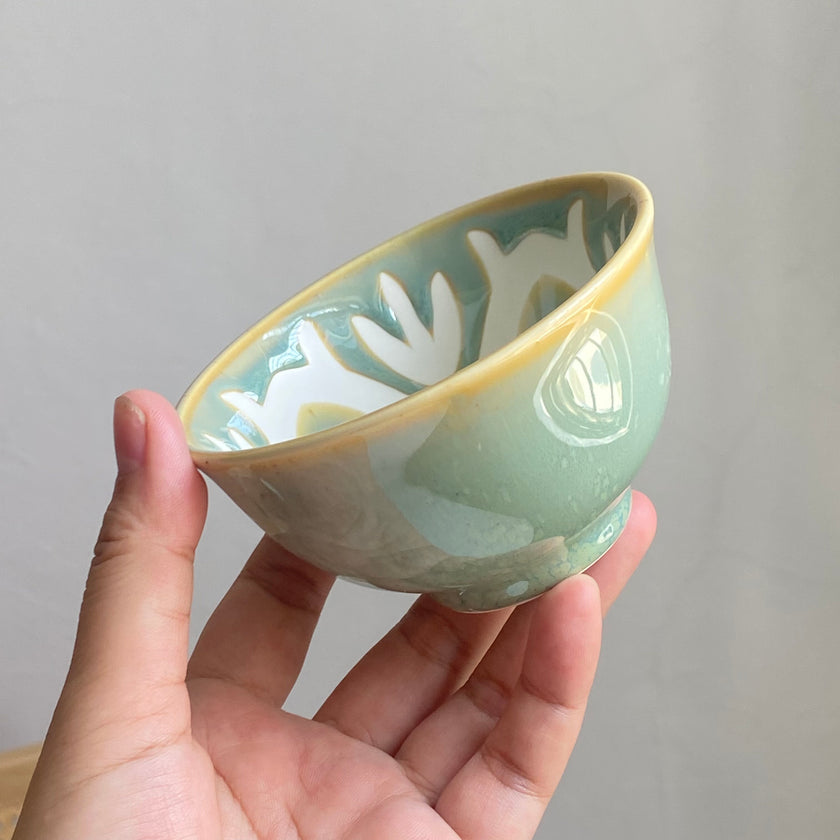 Green Six Petal Bowl - product view 1