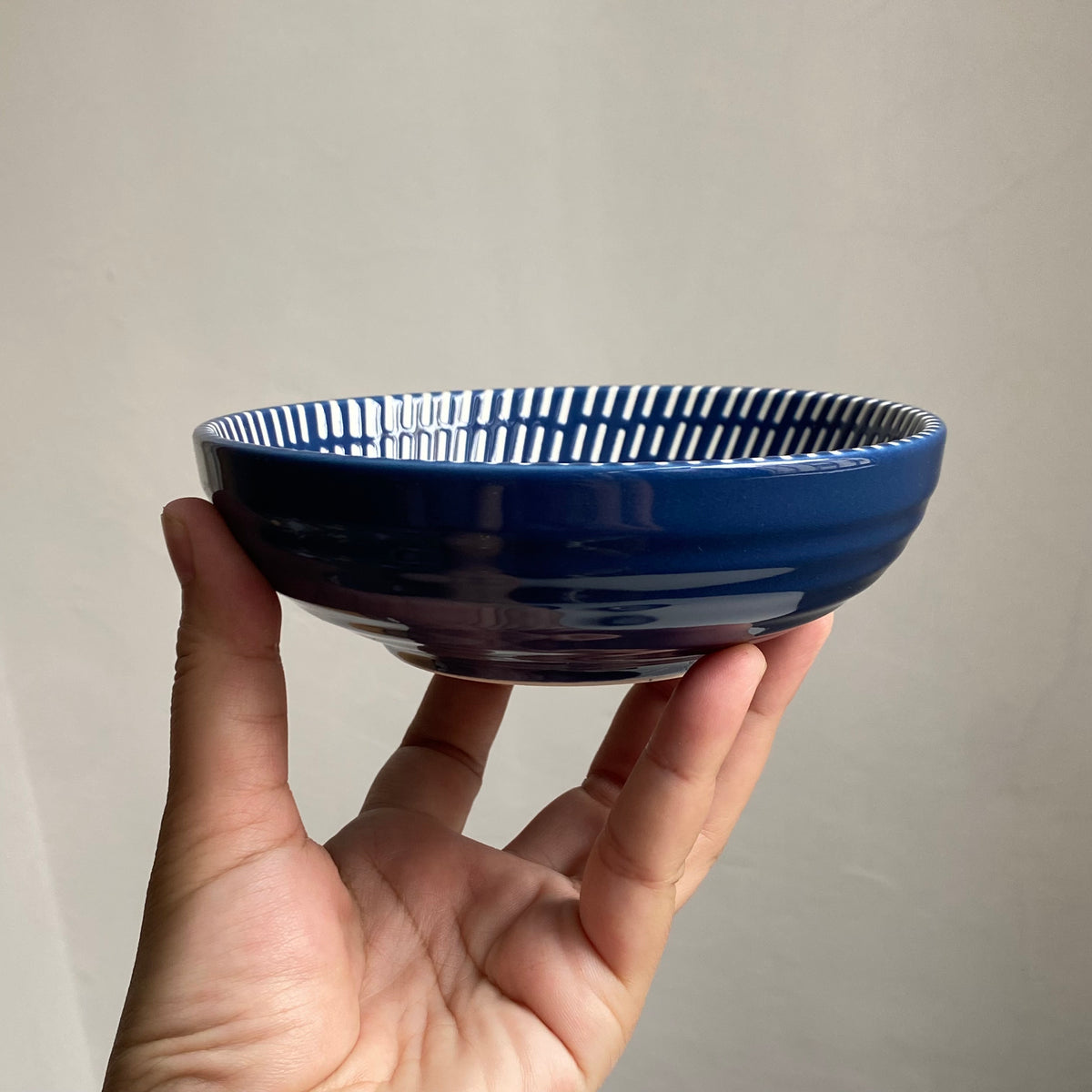 Blue Relief Shallow Bowl