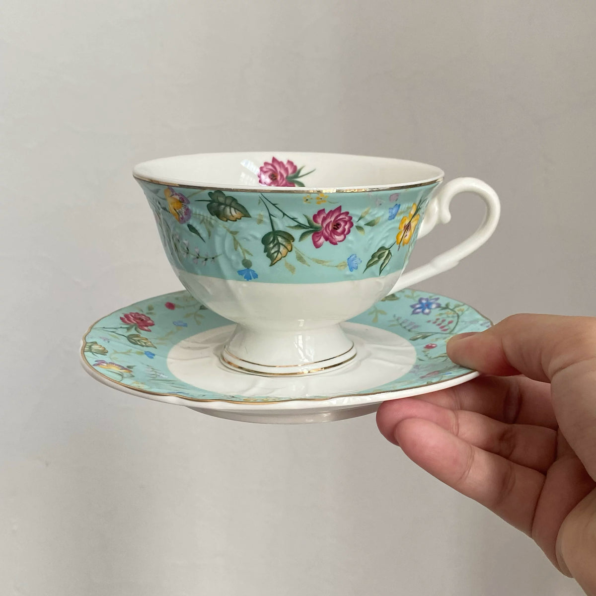 Blue Garden Cup and Saucer